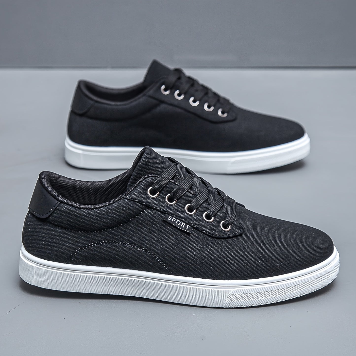Men's Solid Skate Shoes - Comfy Non-Slip Street Style Sneakers for All Seasons Outdoor Workout Activities